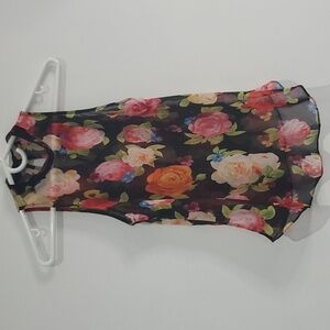 Guess Sheer Coloueful Floral Flowy sleeveless blouse Tank size XXS